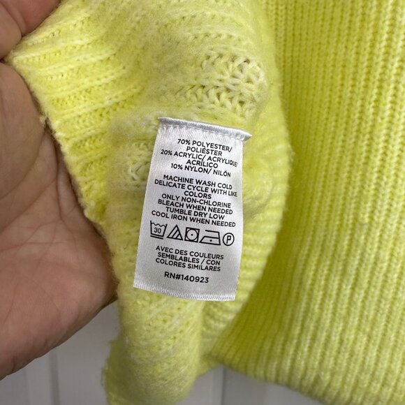 Bright Yellow Ribbed Mock Neck Sweater - Large - Picture 6 of 10